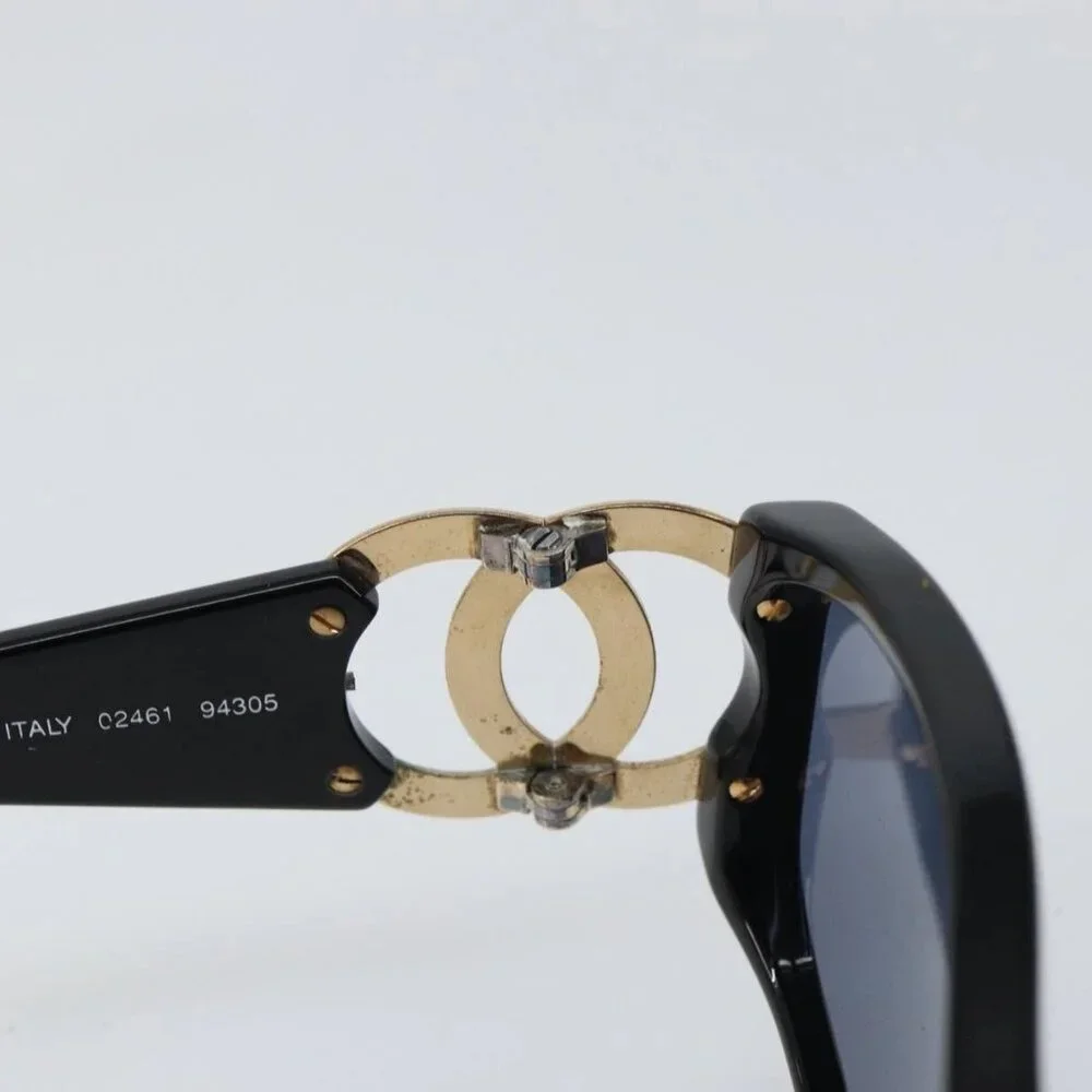 CHANEL Sunglasses plastic Black CC Auth SW1861